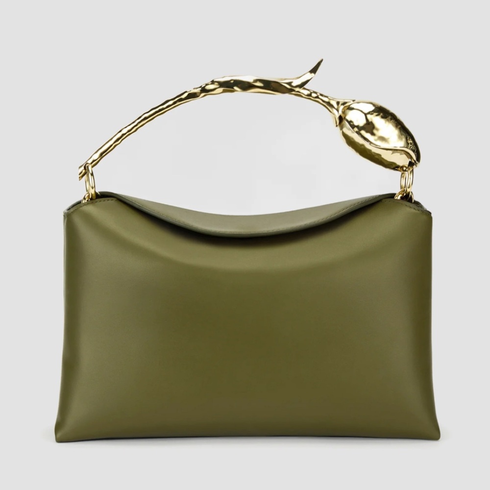 ERDEM 'Midi Bloom' Bag in Khaki Green Leather  - MSRP $2495 - NWT - SAVE $1000